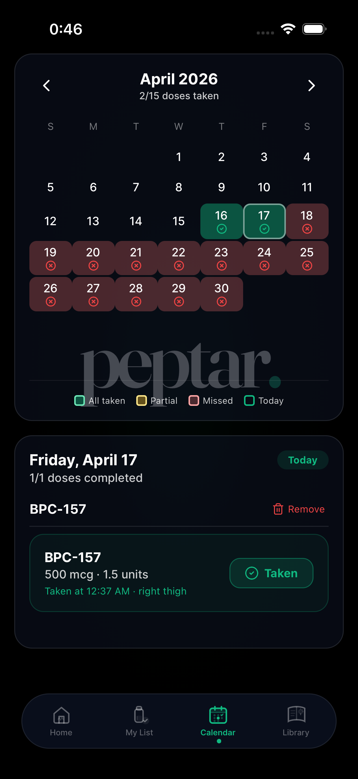 Dose calendar