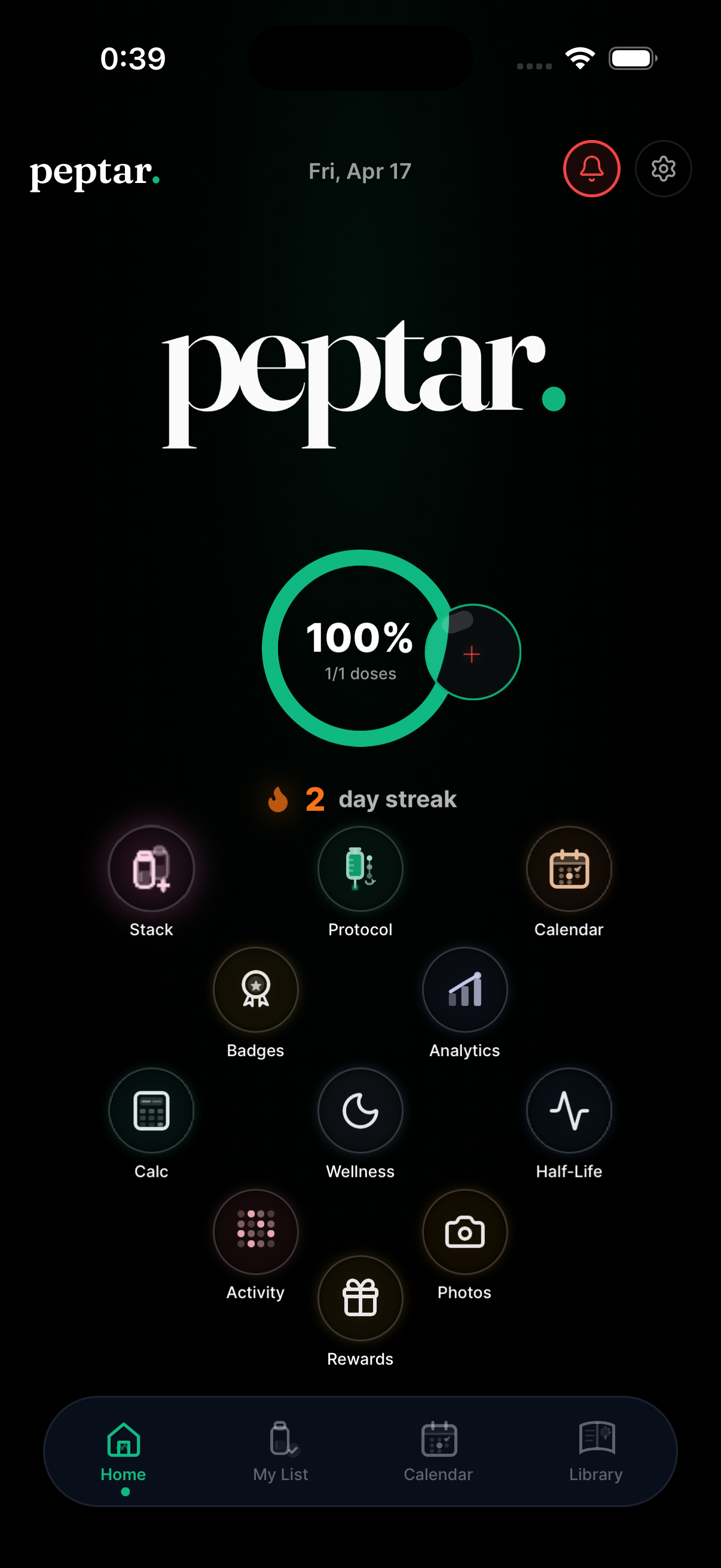 Home dashboard